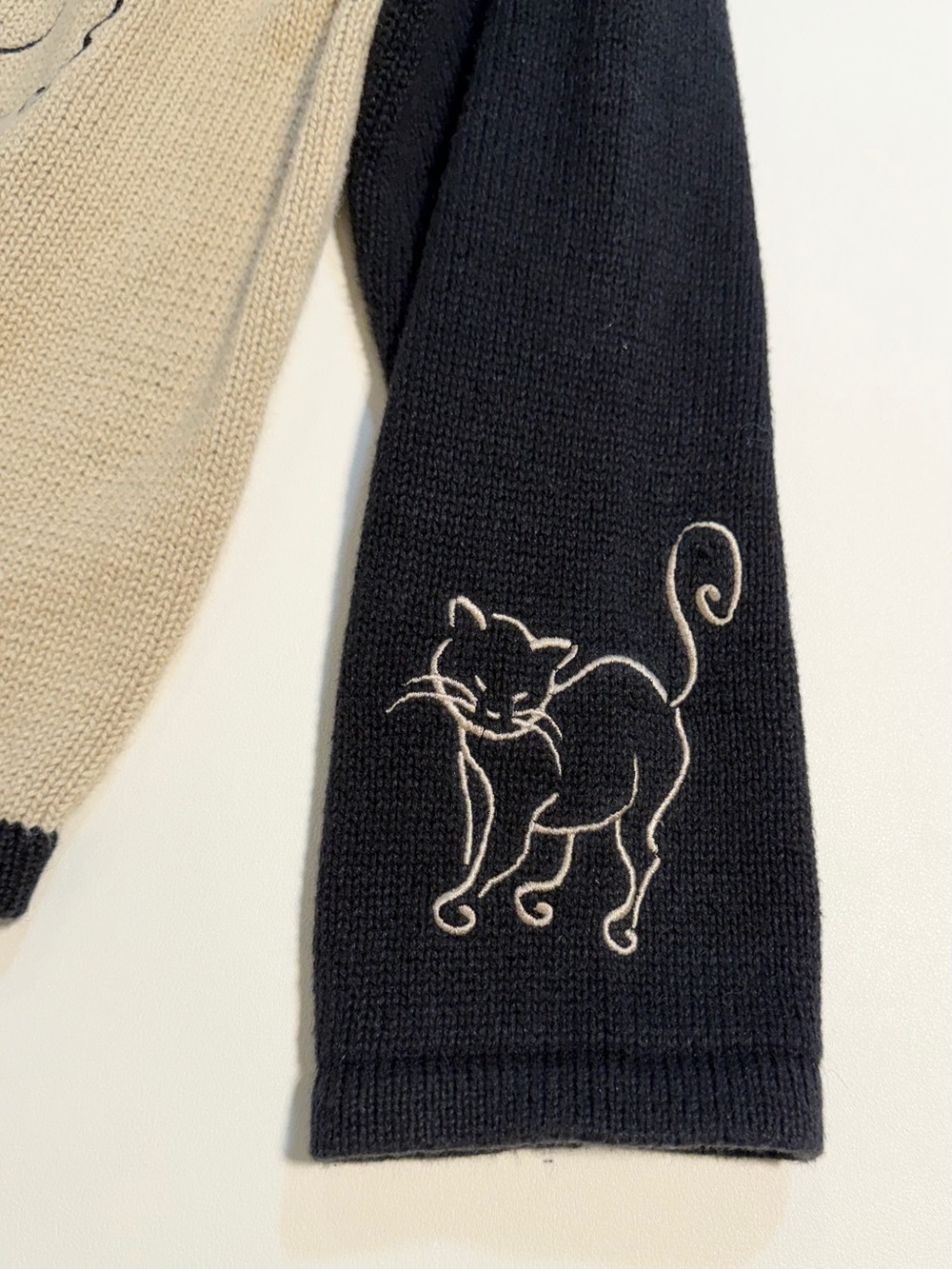 VINTAGE Kitty cat pet lover knit sweater cardigan button front embroidered - Picture 8 of 15